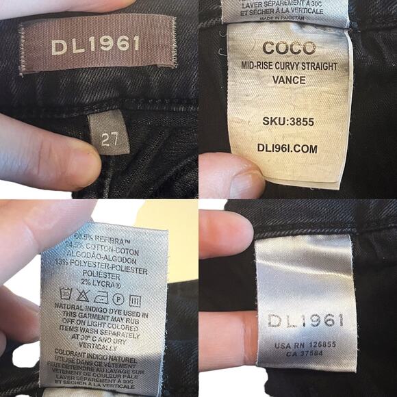 DL1961 Coco MidRise Curvy Jeans Vance Straight Legs Gray Stone Black Denim 27 - Picture 5 of 9